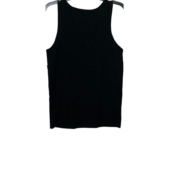 PORT & COMPANY (CRUSING) TANK TOP, MENS, S, BLACK W/WHITE LETTERS, BLUE GRAPHICS - Picture 3 of 8